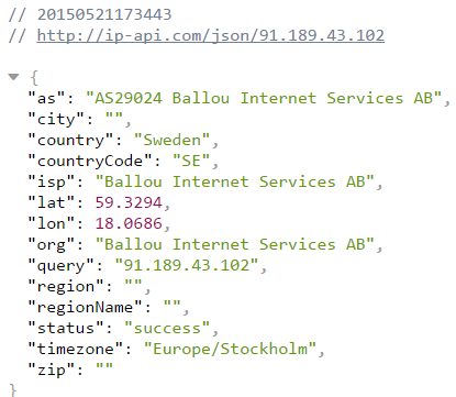 Json response example