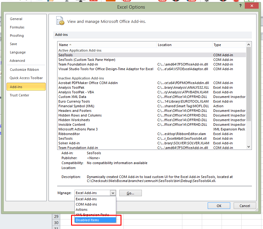 COM Addin helper could not be registered