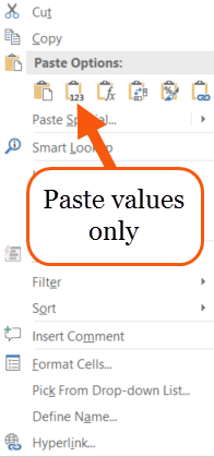 How to paste values only
