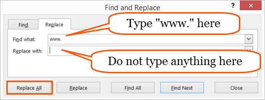 Finding and replacing text in Excel