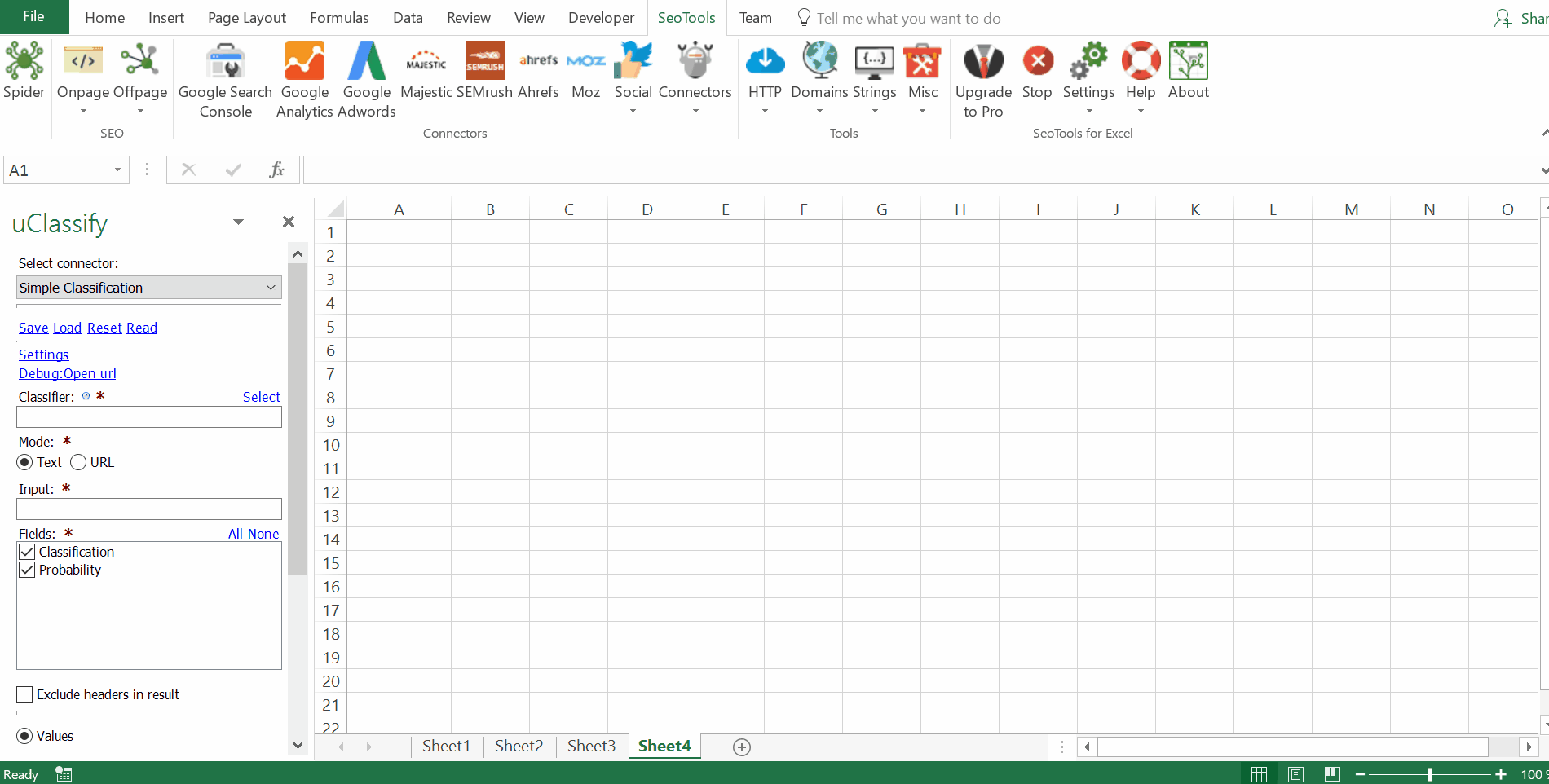 Data results output in Excel