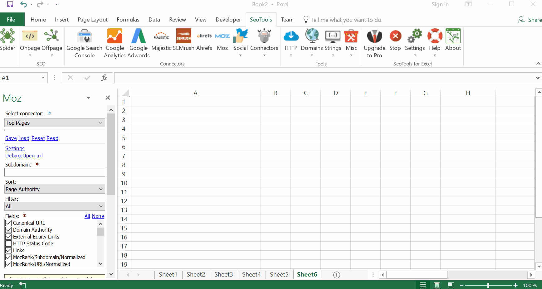 Data results output in Excel