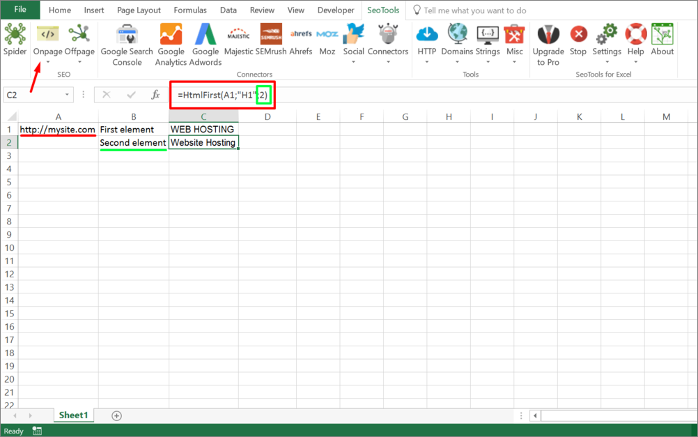 Results from HtmlFirst function inside Excel