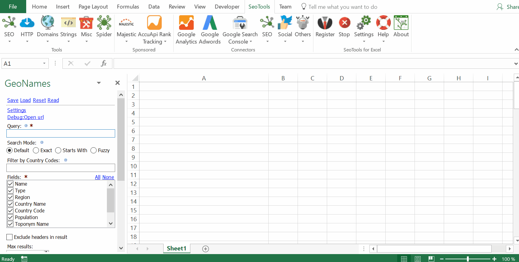 Data results output in Excel