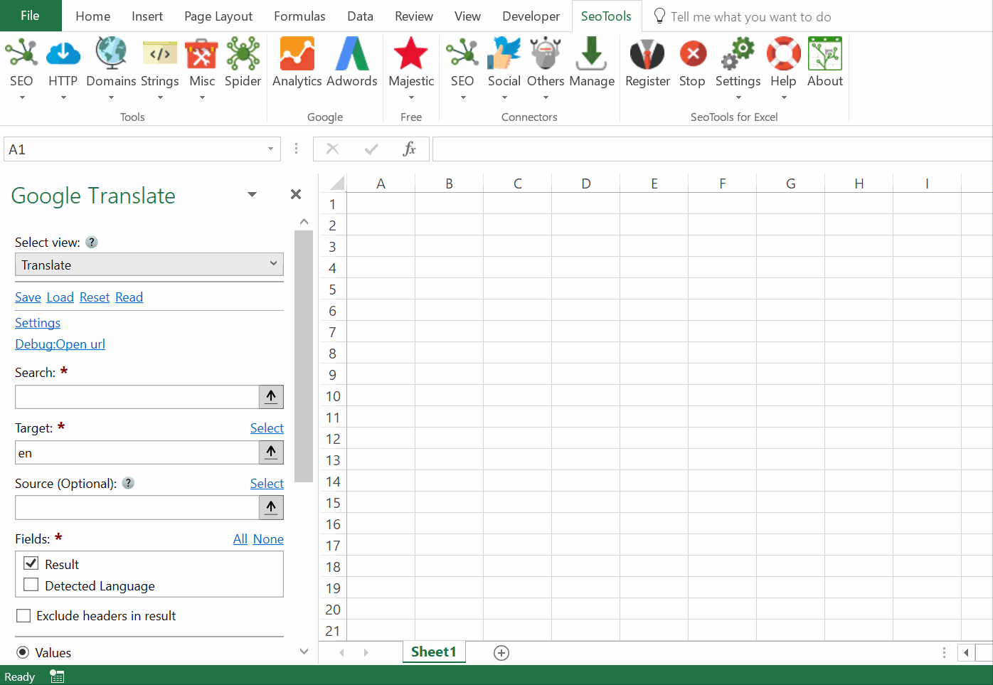 Data results output in Excel