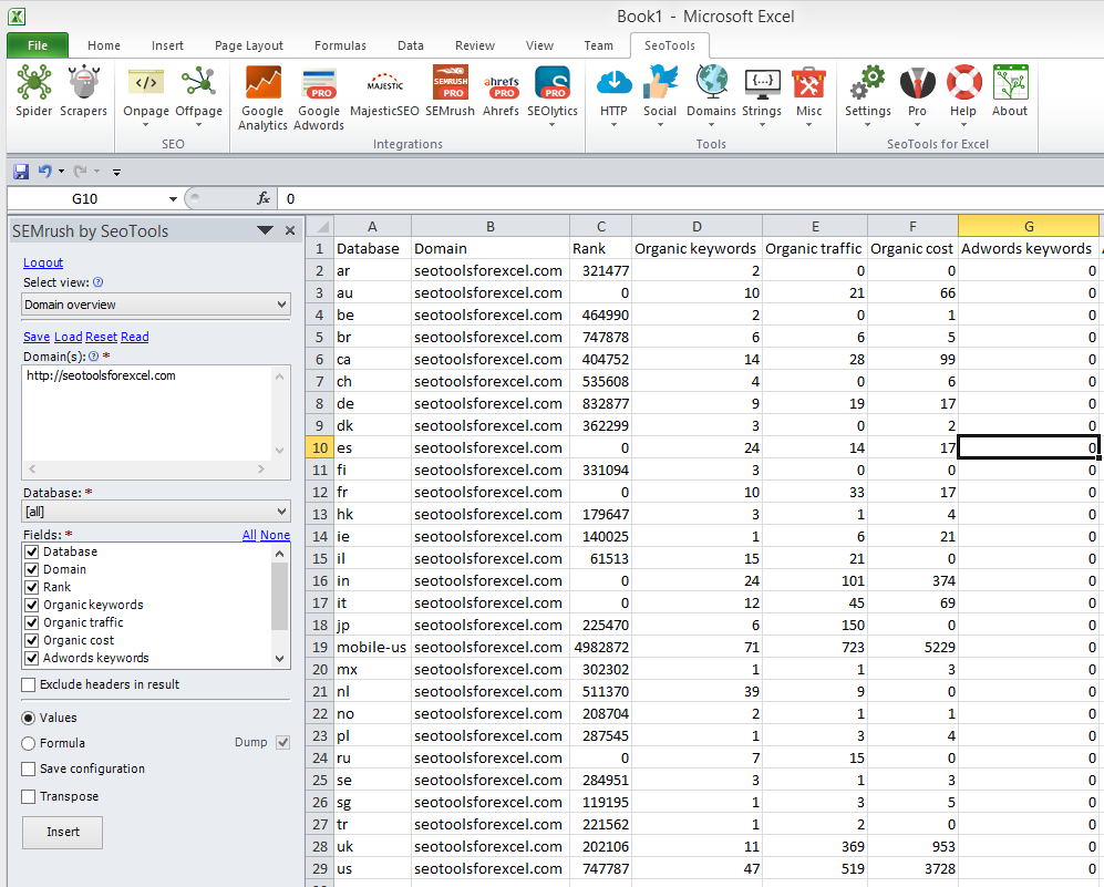 seo tools for excel mac