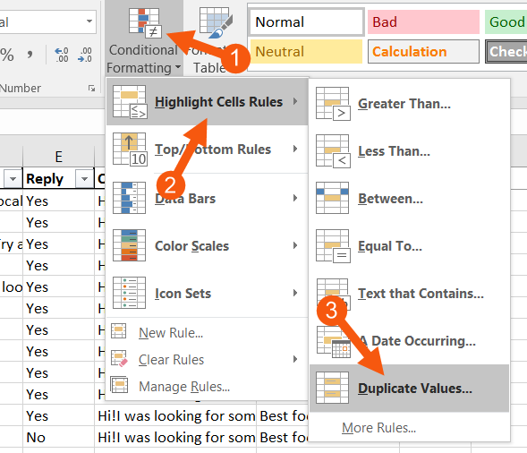 Highlighting duplicates