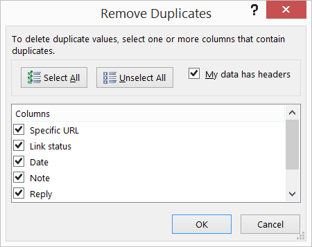 Removing duplicates in Excel