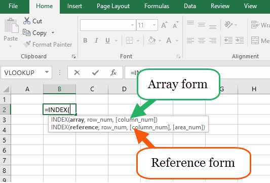 Index formula in Excel