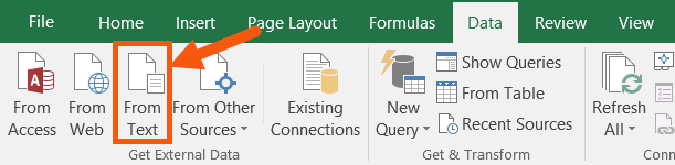 Importing data in Excel