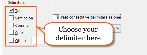 Chosing delimeter when importing
