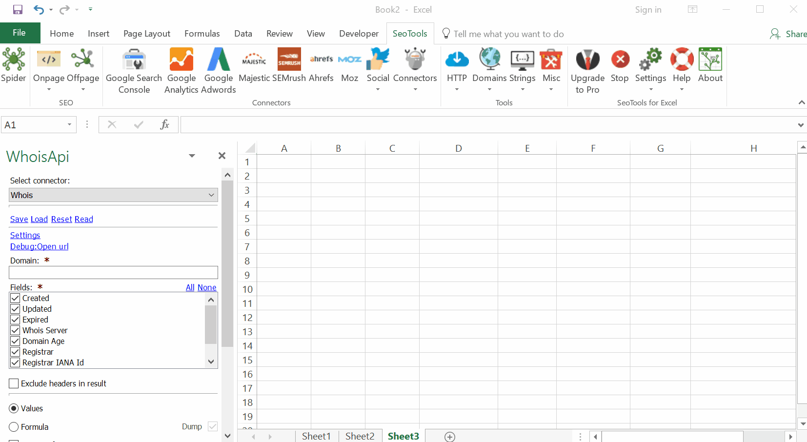 Data results output in Excel