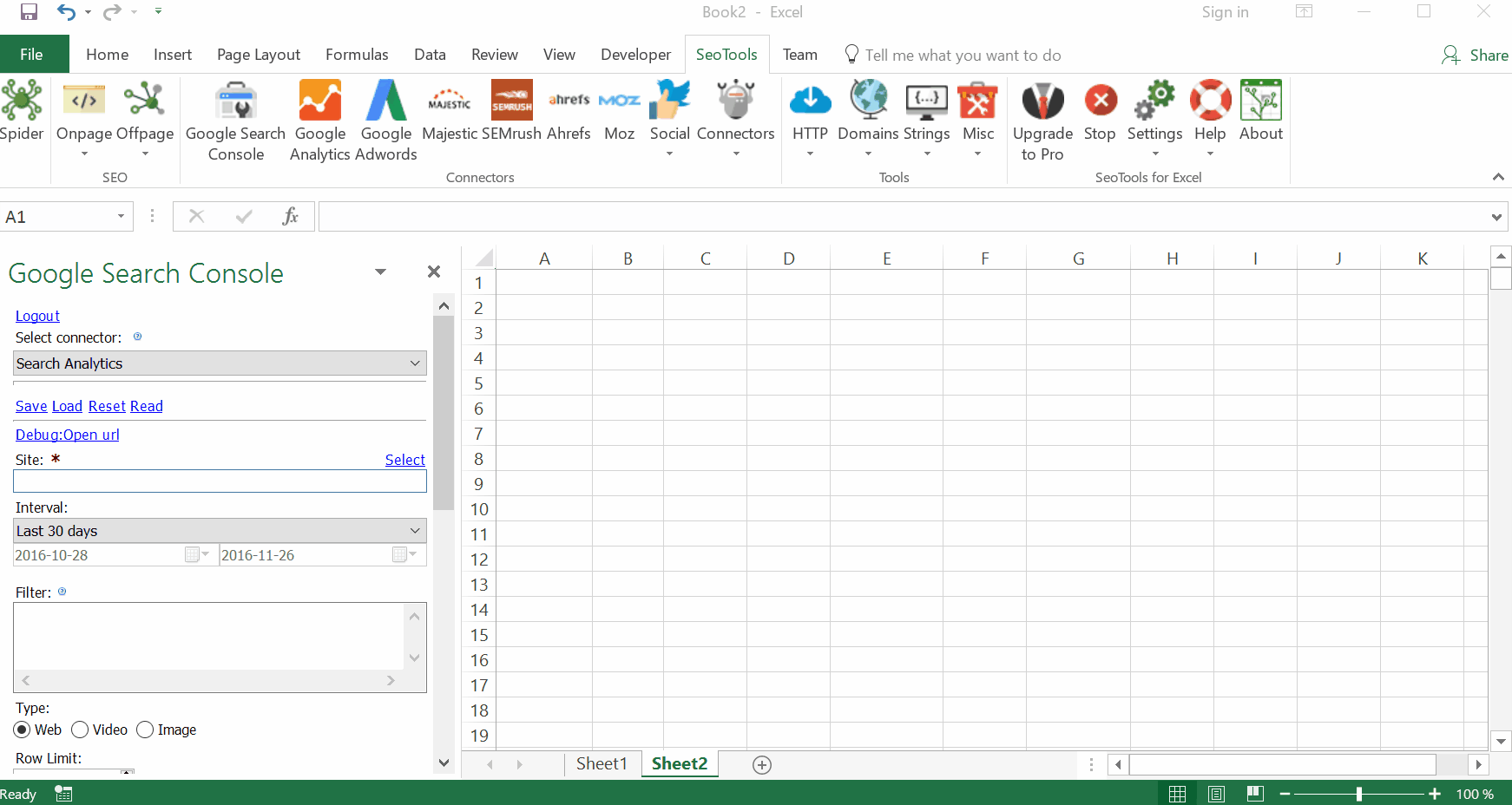 Data results output in Excel