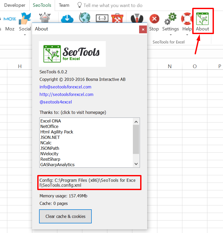 Location of config file