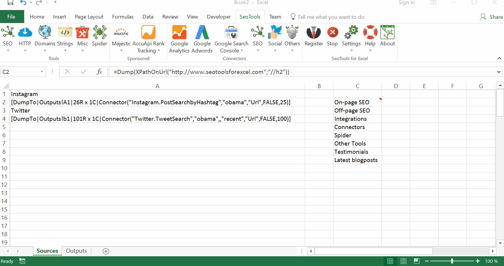 Results from function inside Excel