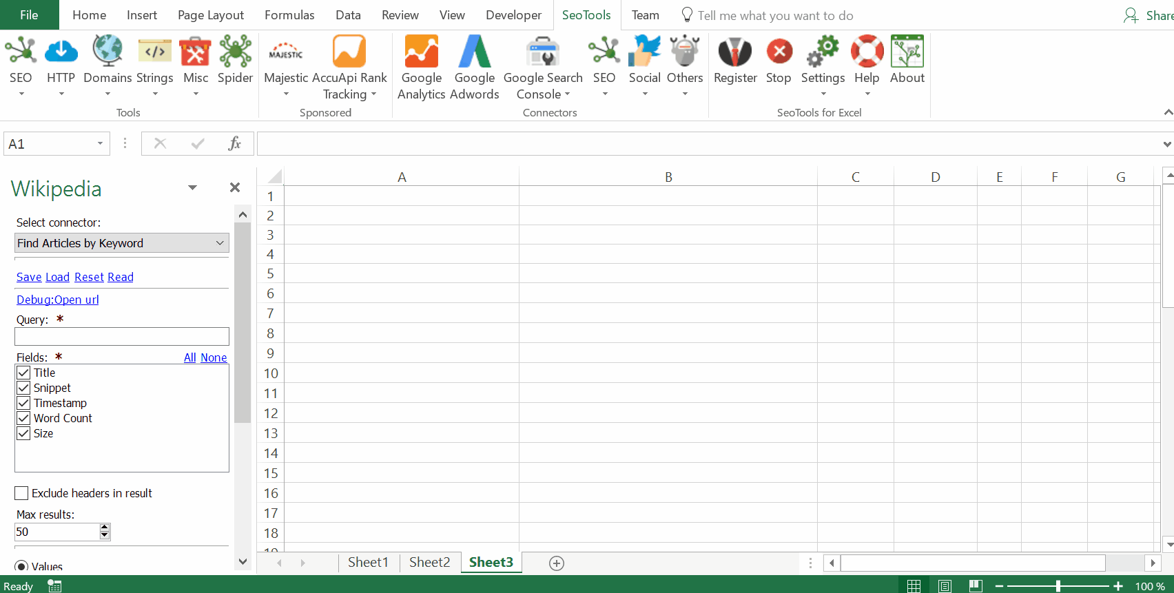 Data results output in Excel