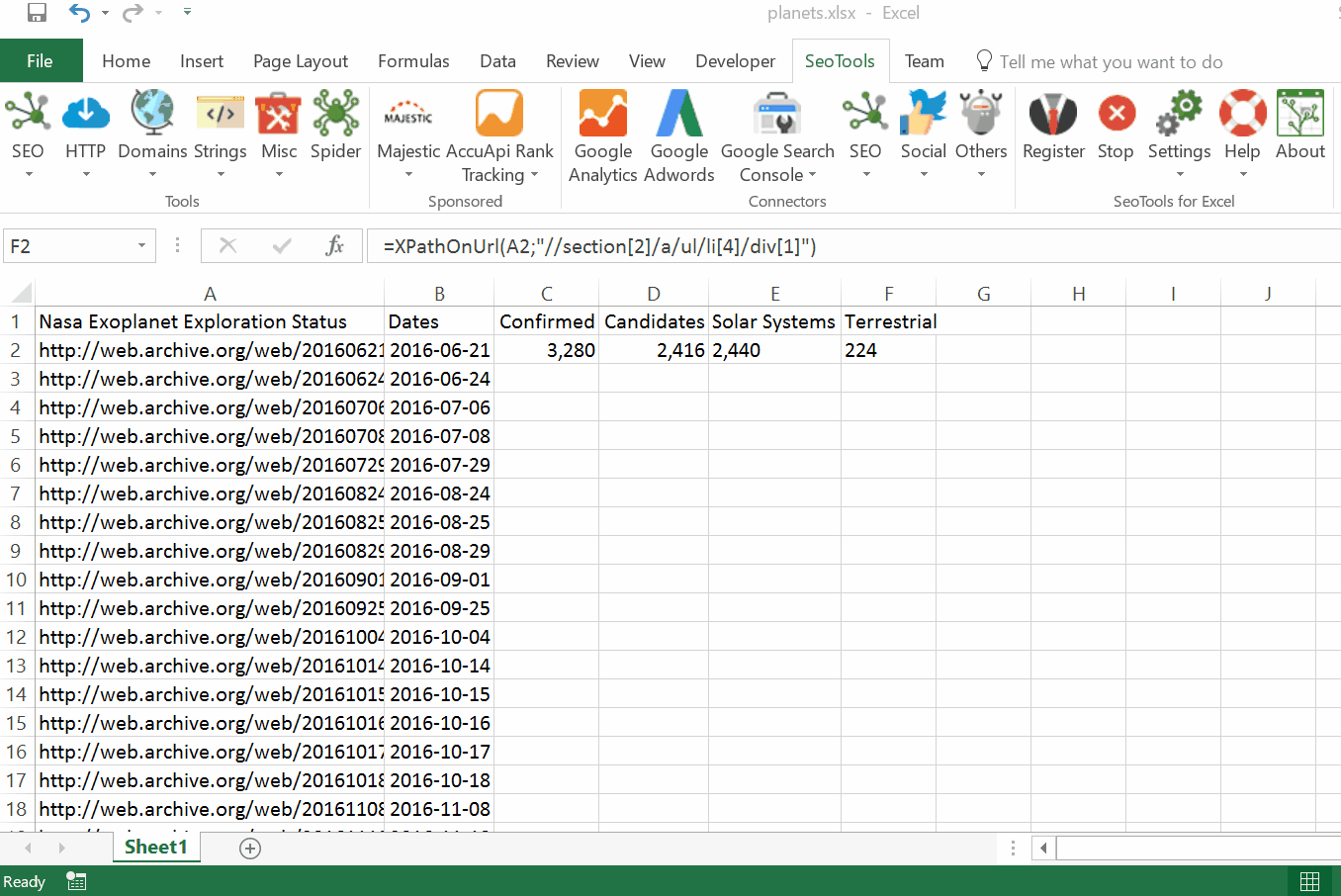 XPathOnUrl formula in Excel