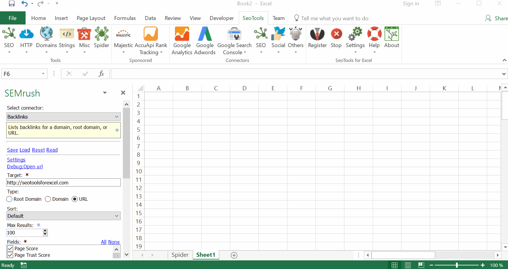 Data results output in Excel