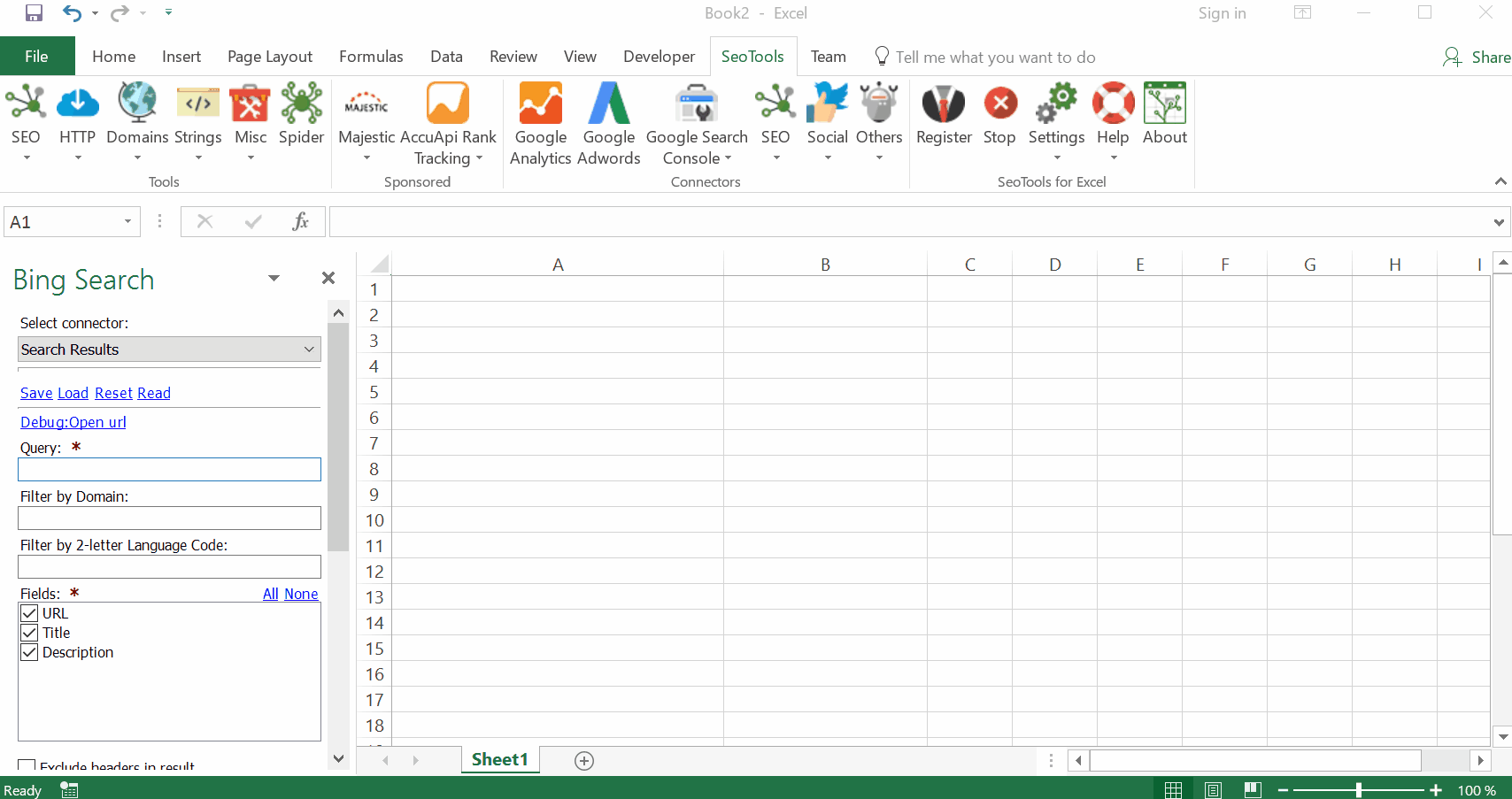 Data results output in Excel