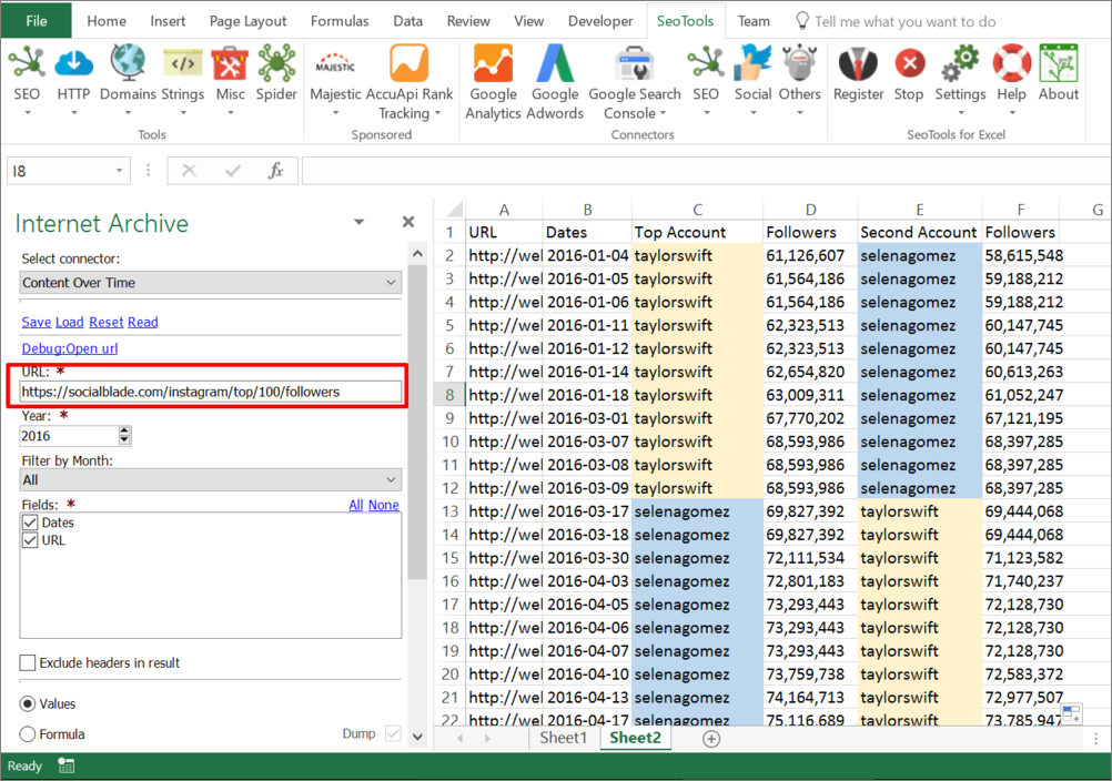 Data output in Excel