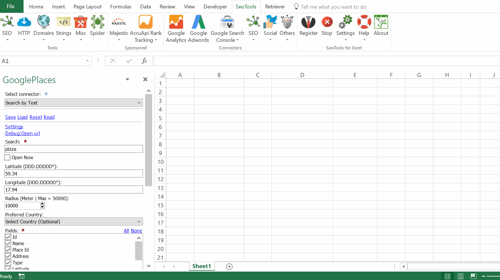 Data results output in Excel