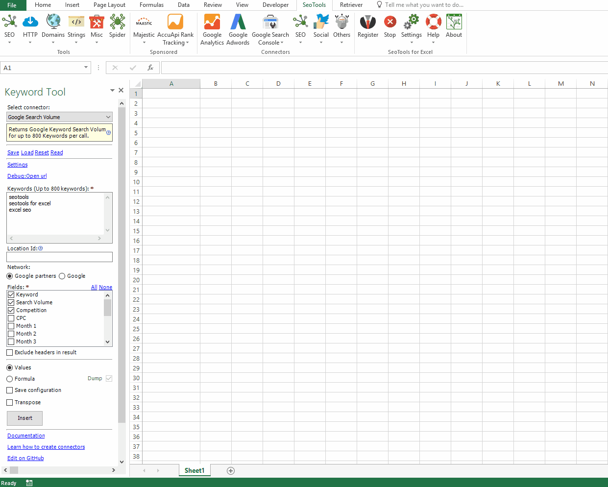 Data results output in Excel