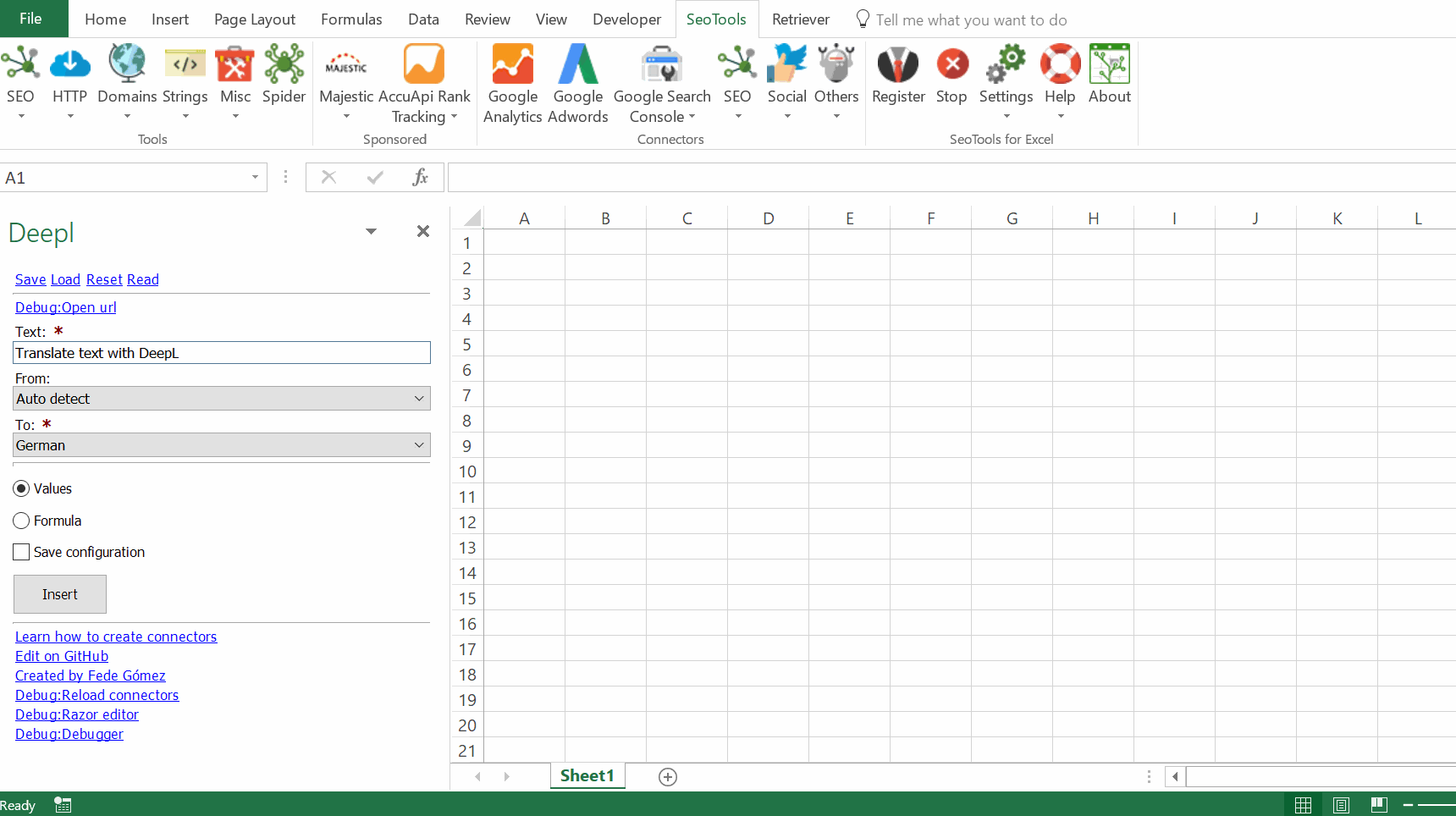 Data results output in Excel