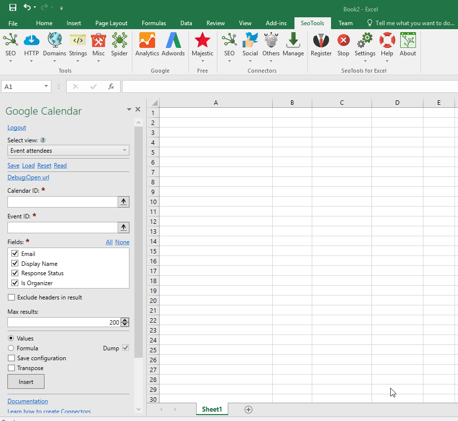 Data results output in Excel