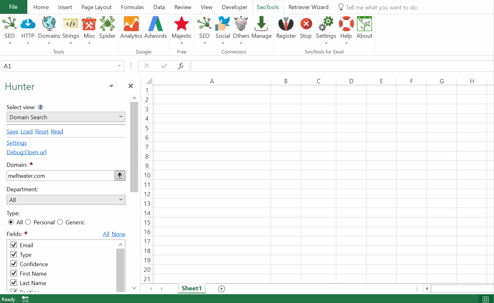 Data results output in Excel