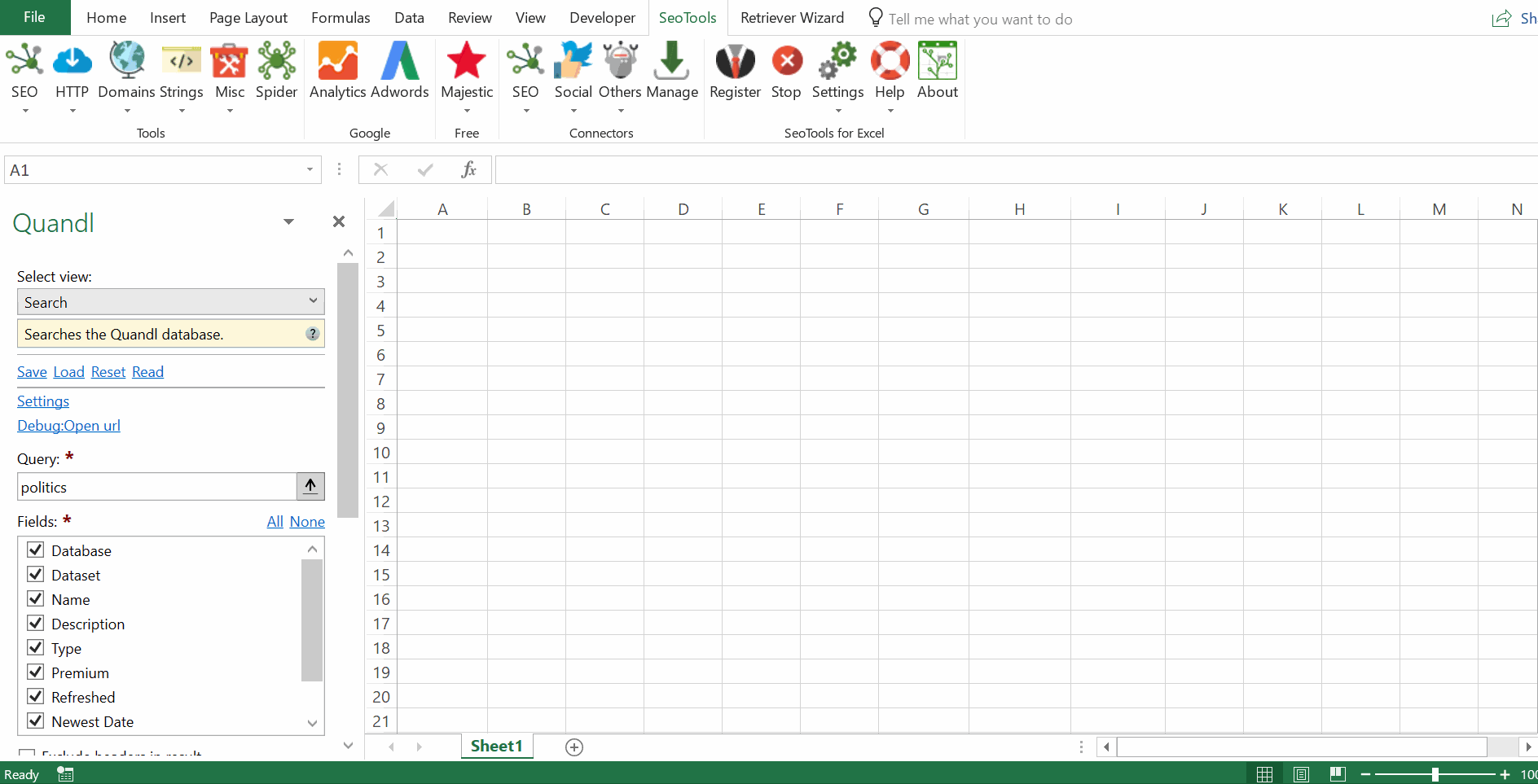 Data results output in Excel