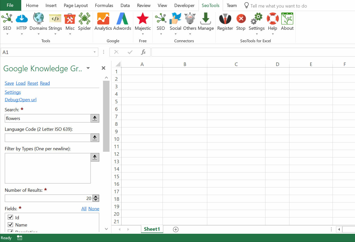 Data results output in Excel