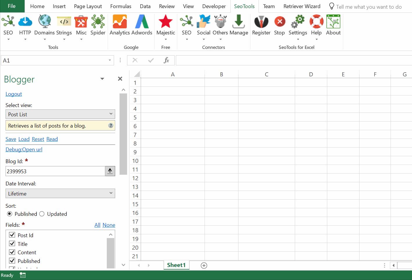 Data results output in Excel