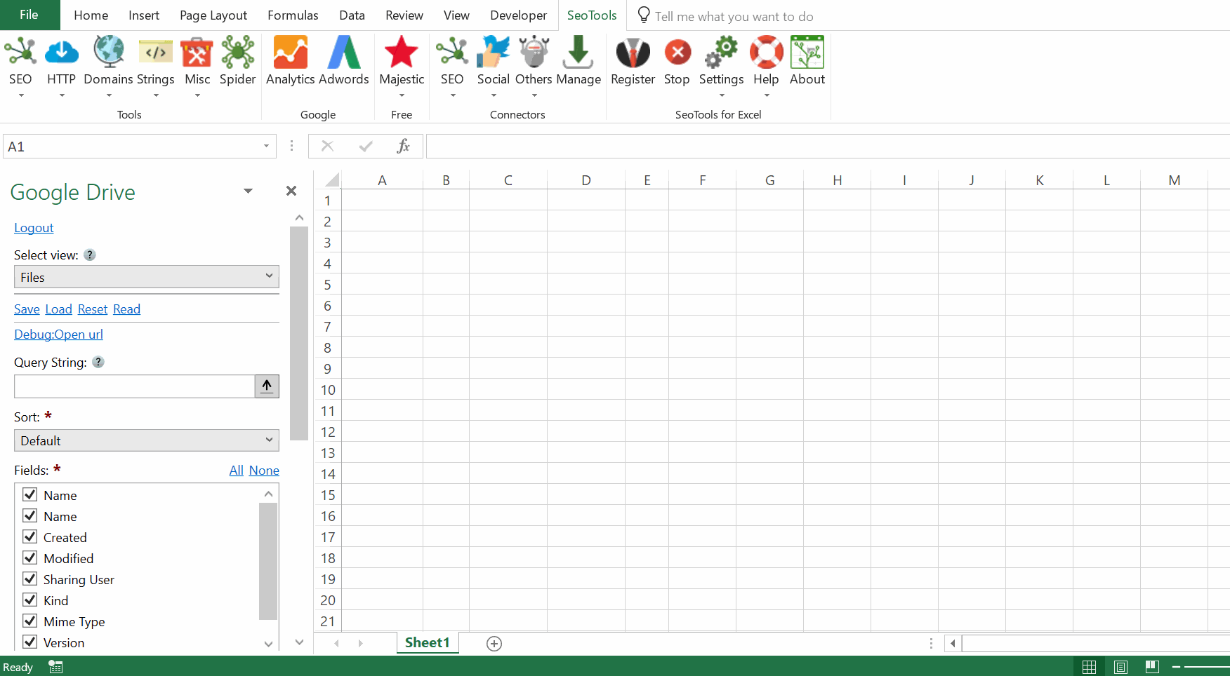 Data results output in Excel