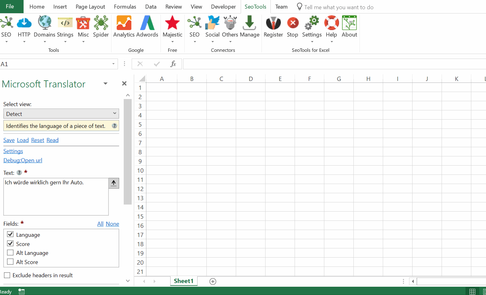 Data results output in Excel