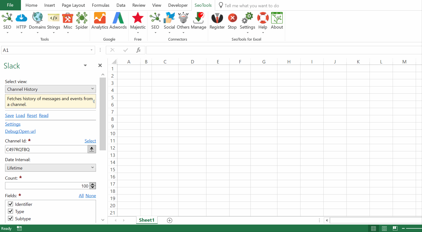 Data results output in Excel