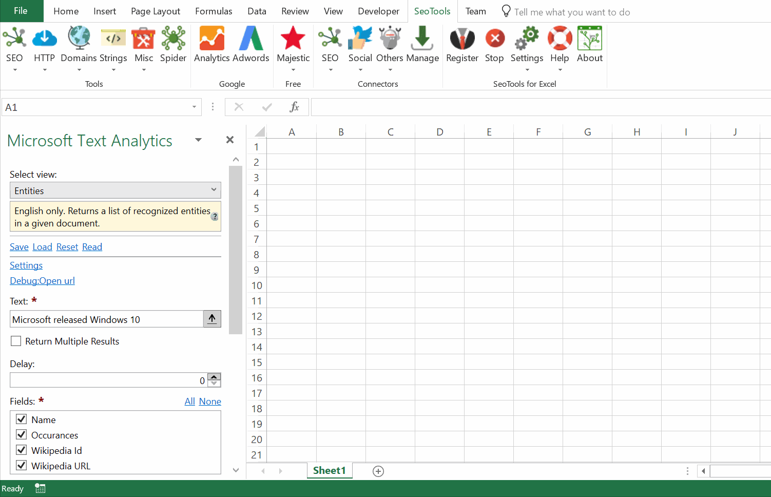 Data results output in Excel