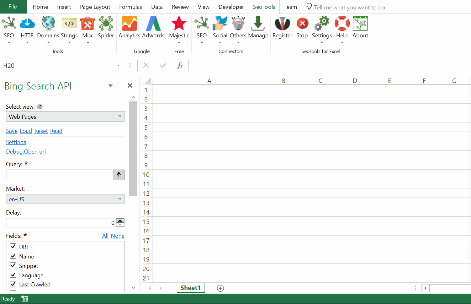 Data results output in Excel