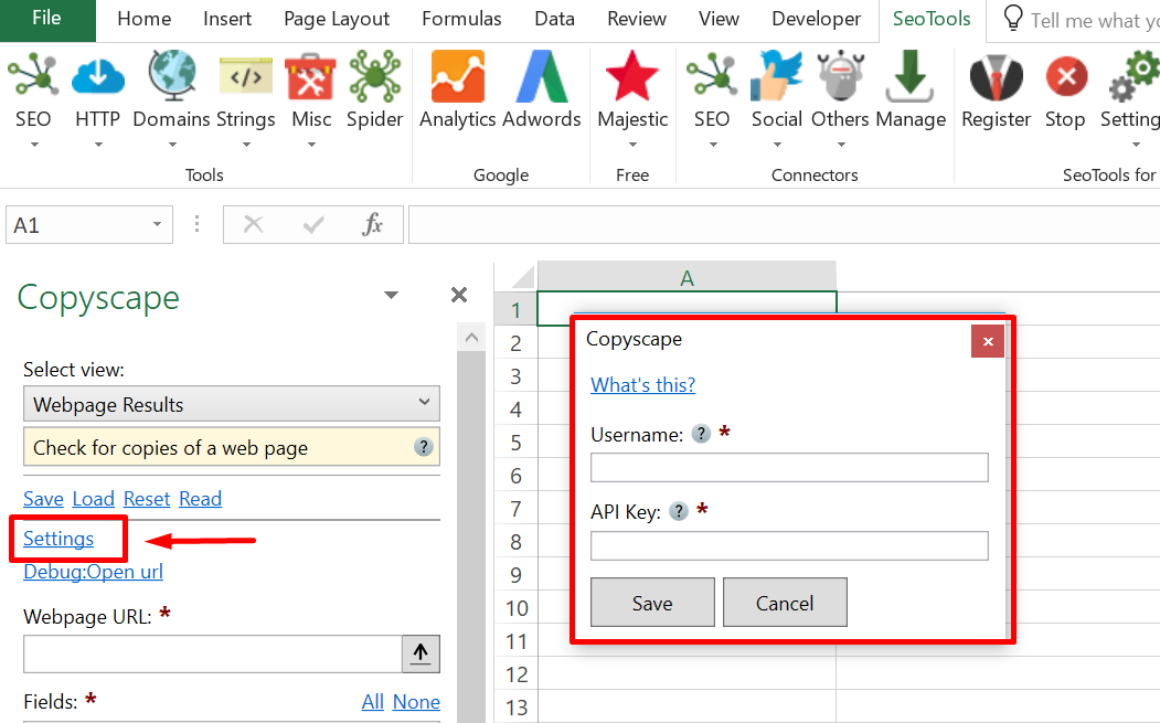 Paste credentials in Excel