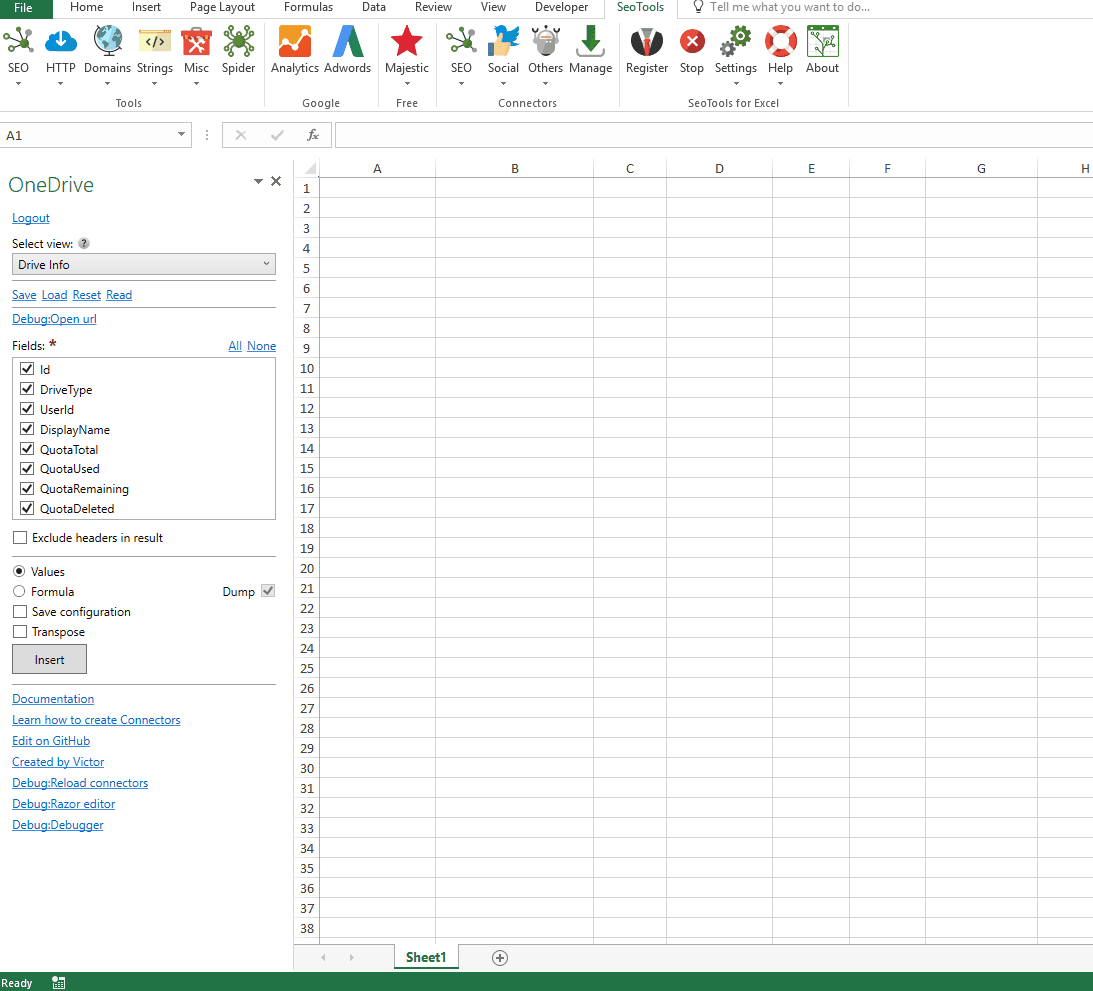 Data results output in Excel