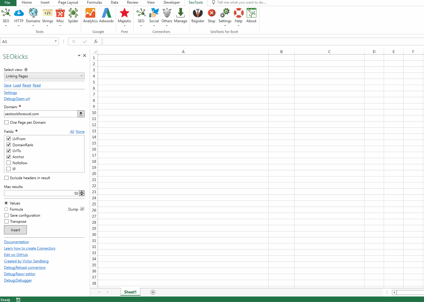 Data results output in Excel