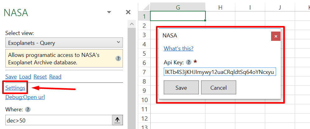 Paste credentials in Excel