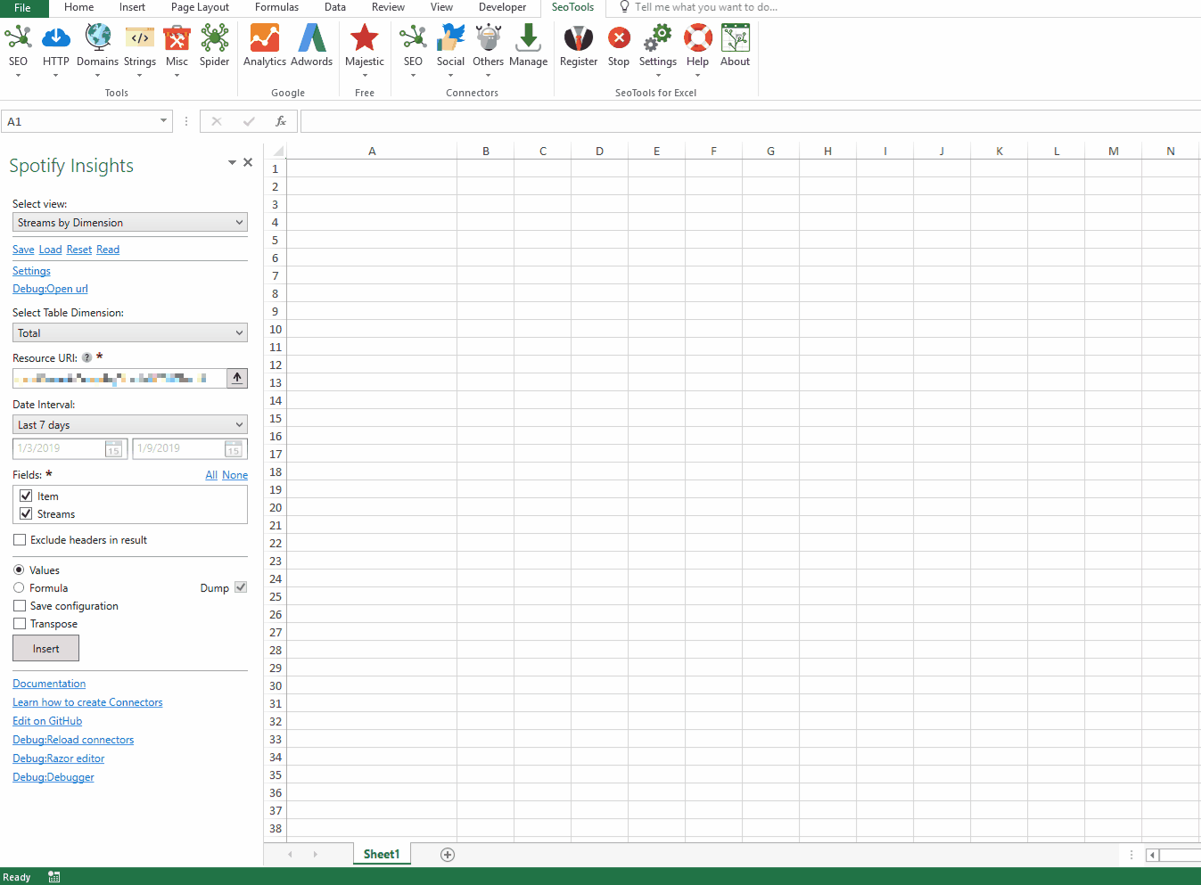 Data results output in Excel