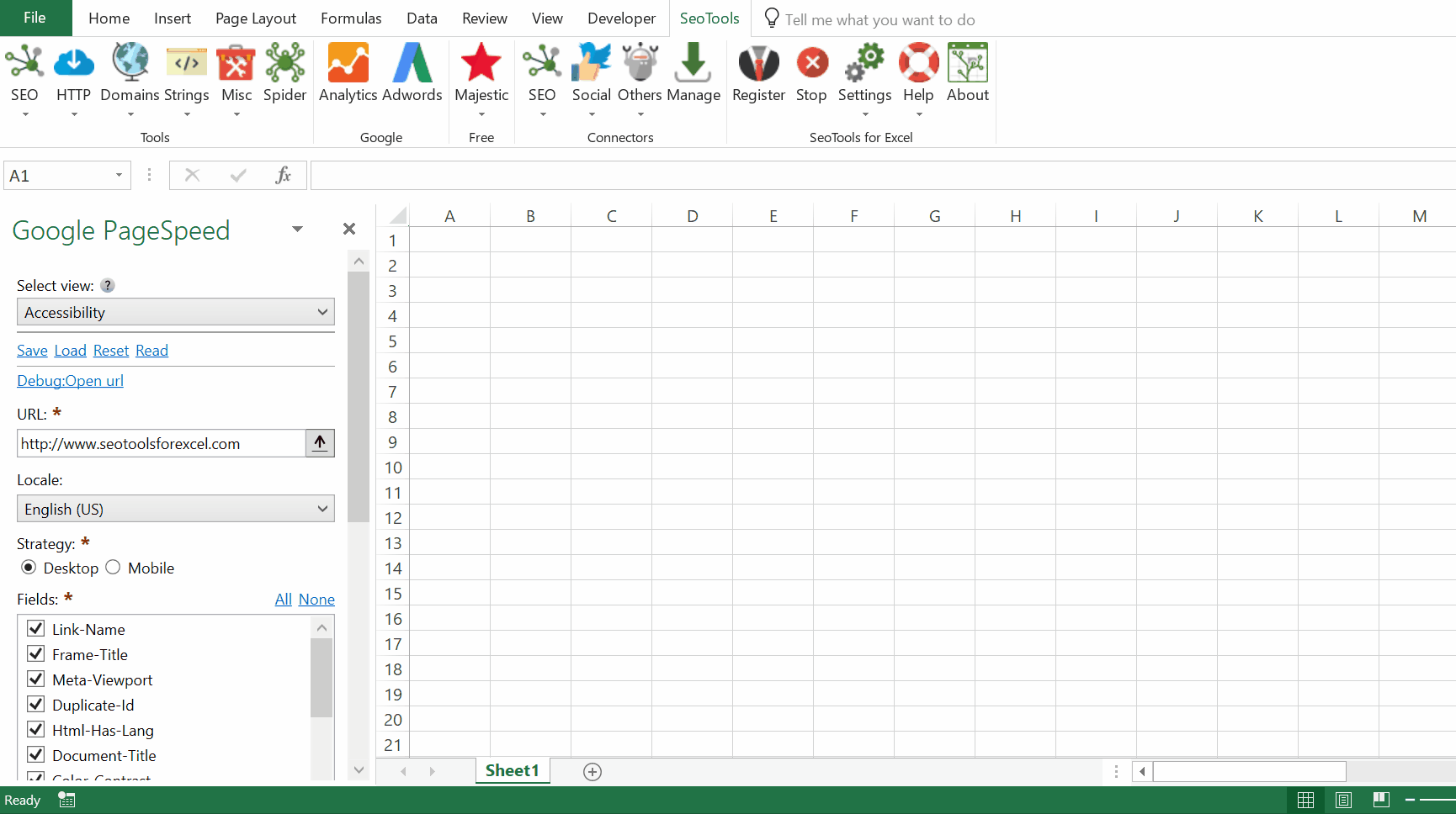 Data results output in Excel