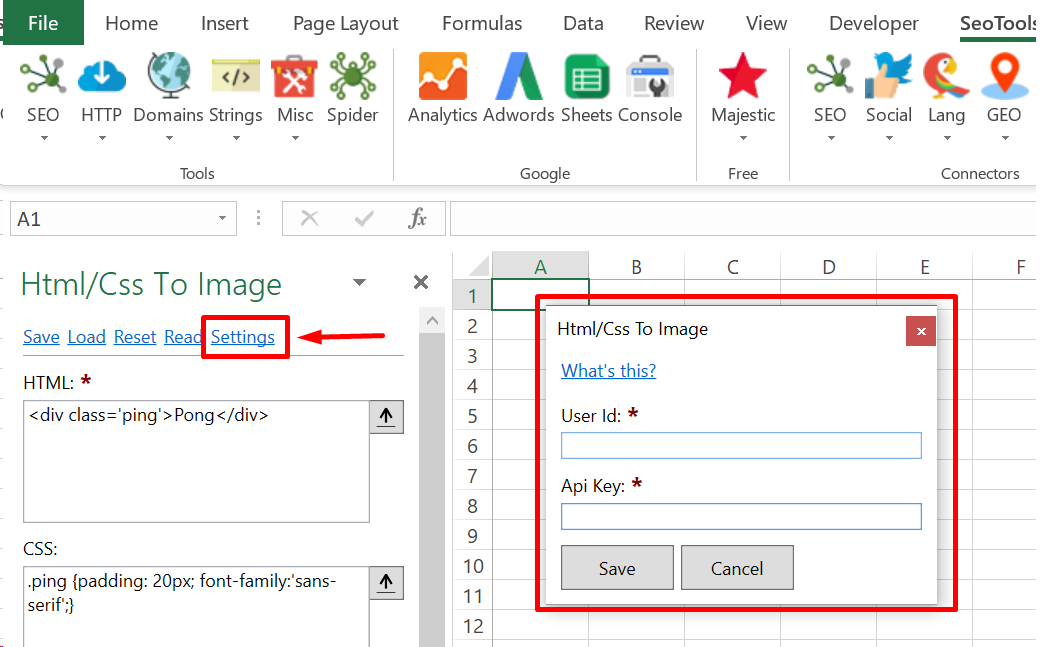 Paste credentials in Excel