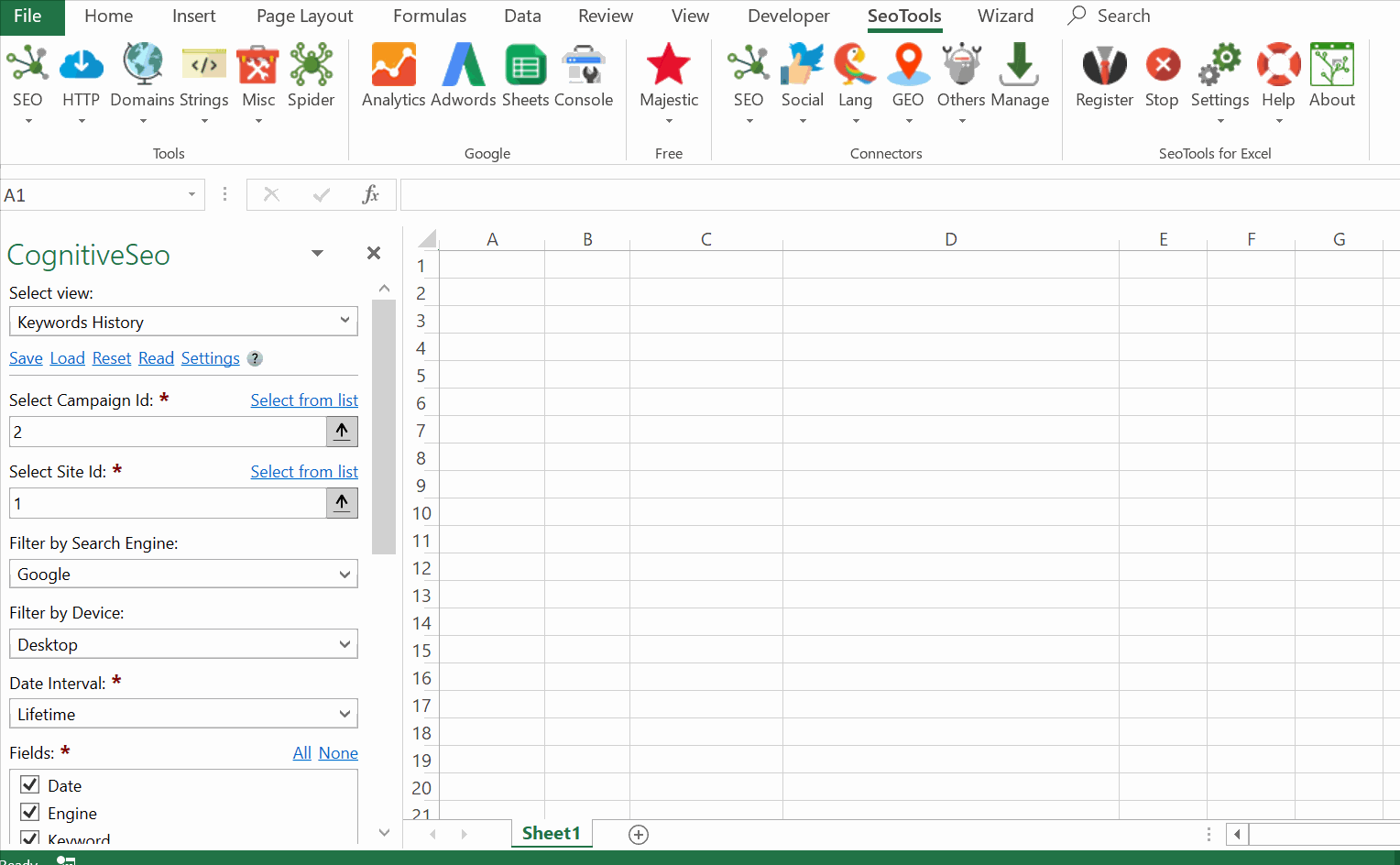 Data results output in Excel