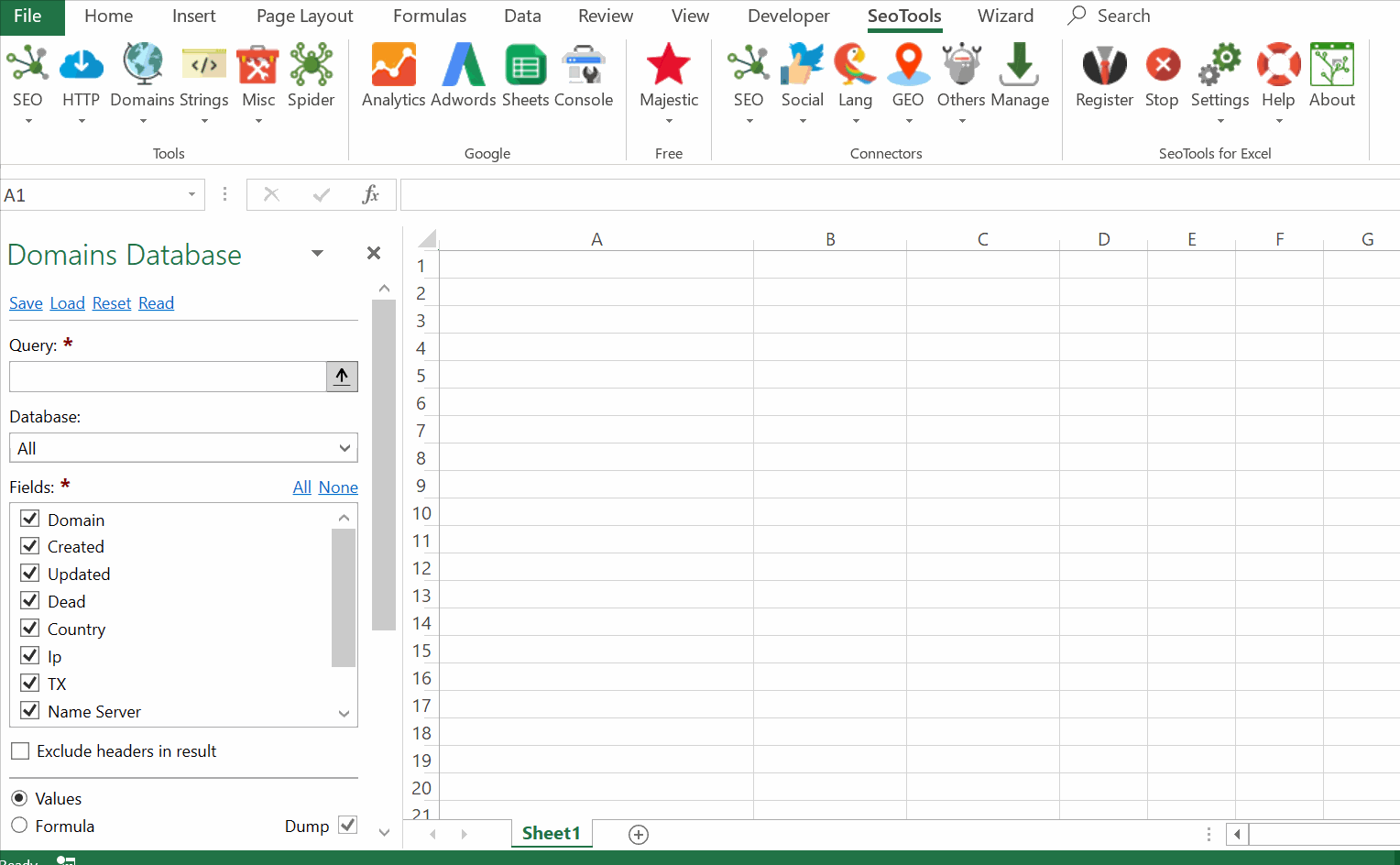 Data results output in Excel