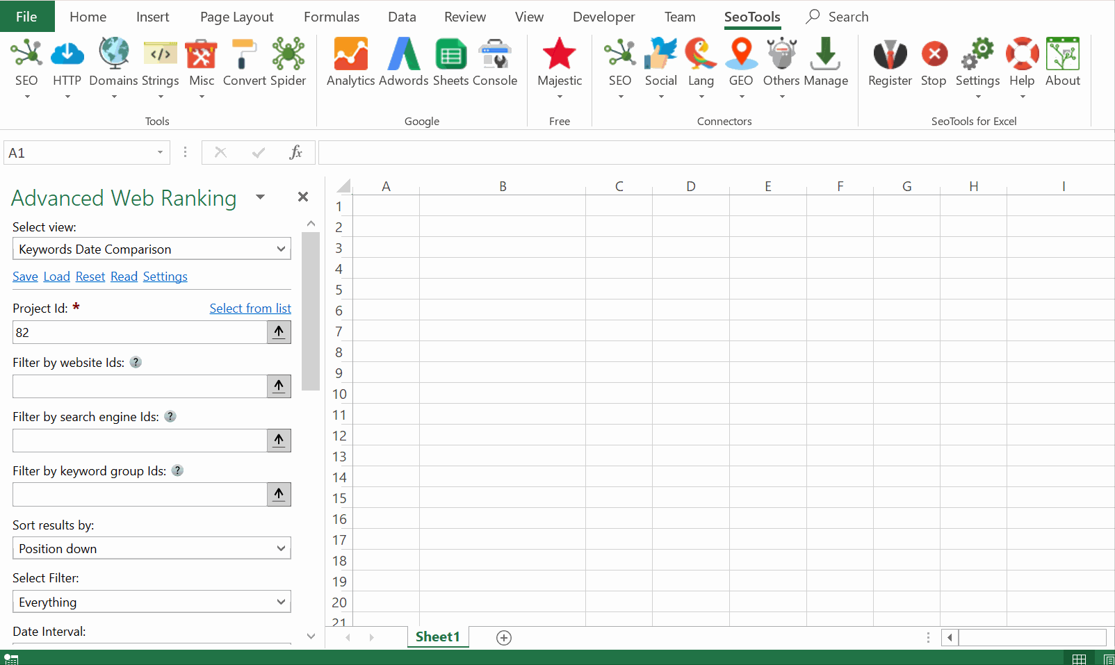 Data results output in Excel