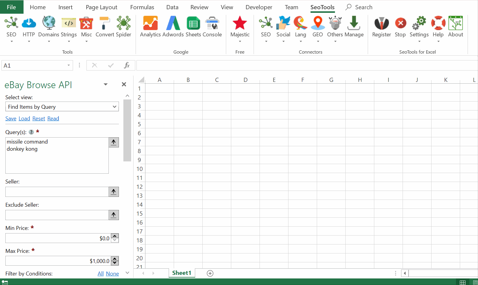 Data results output in Excel