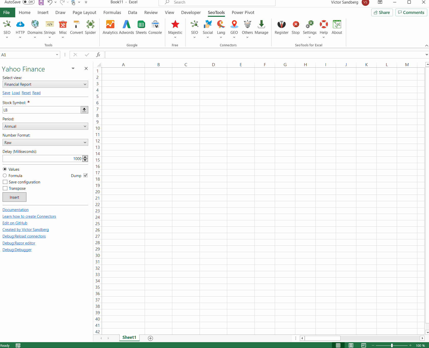 Data results output in Excel